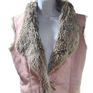 Blush Pink Suede and Faux Fur Sleeveless Vest.